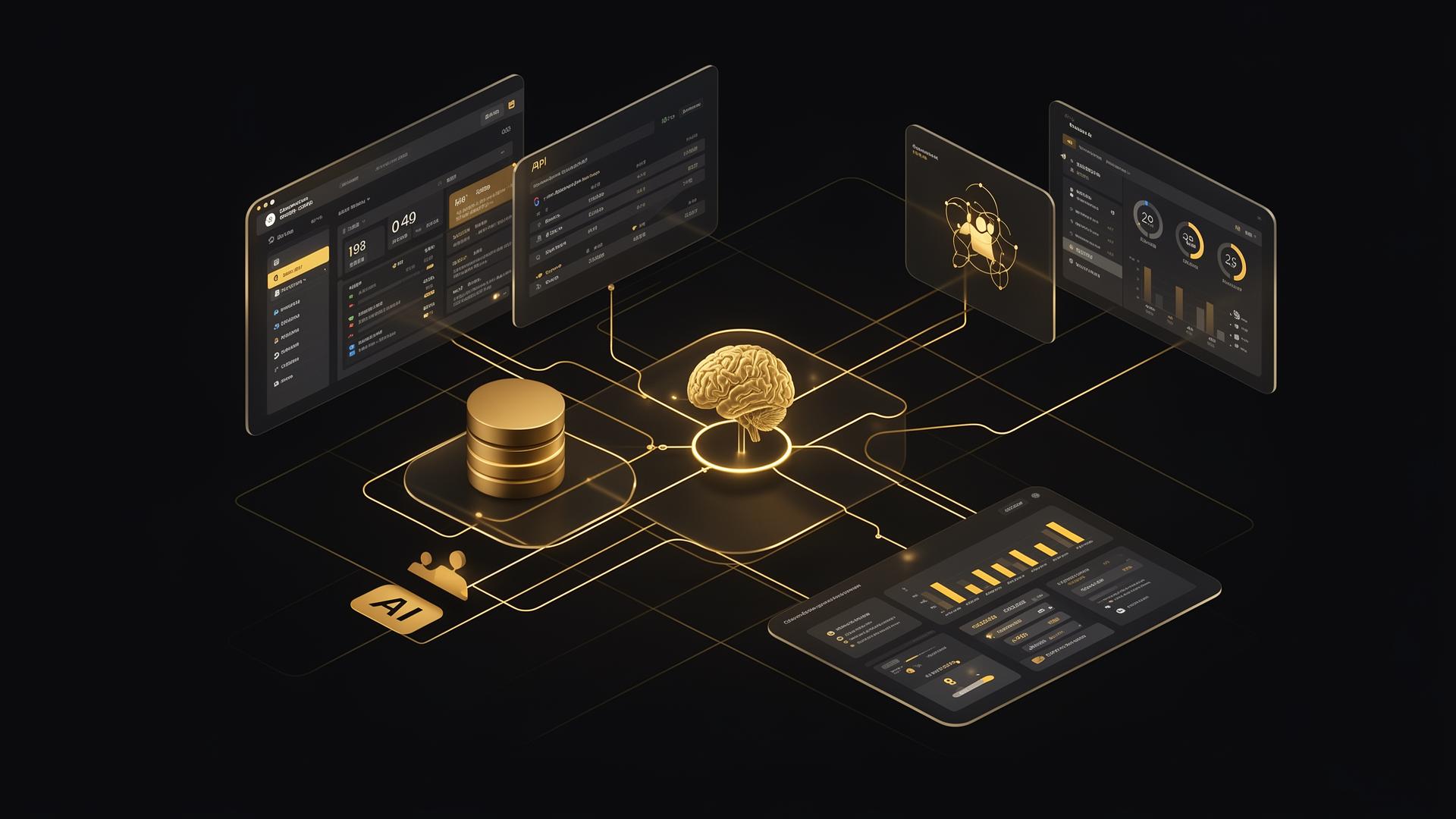 Modernes Software-Ökosystem — Webanwendungen, Datenbanken, Dashboards, KI-Systeme, Schnittstellen, Kundenportale